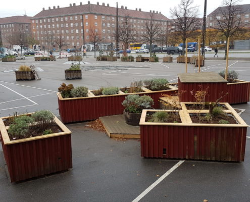 Solterrasse plantekasser Toftegårds Plads Valby