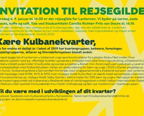 Invitation rejsegilde Lanternen Kulbaneparken Valby