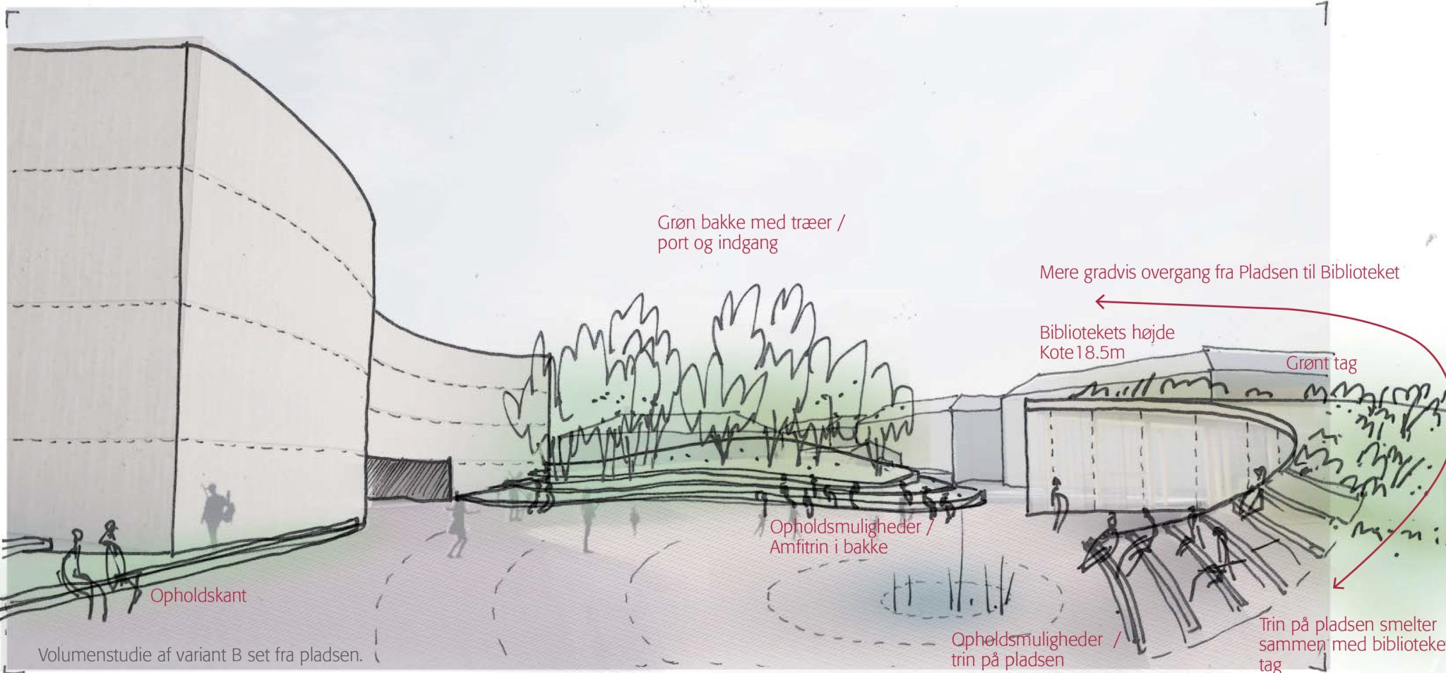 Volumenstudie variant B Valby Bibliotek Toftegårds Plads
