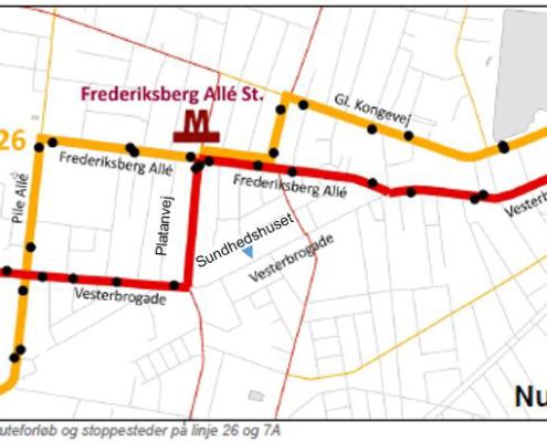 Linje 26 og 7A nuværende rute