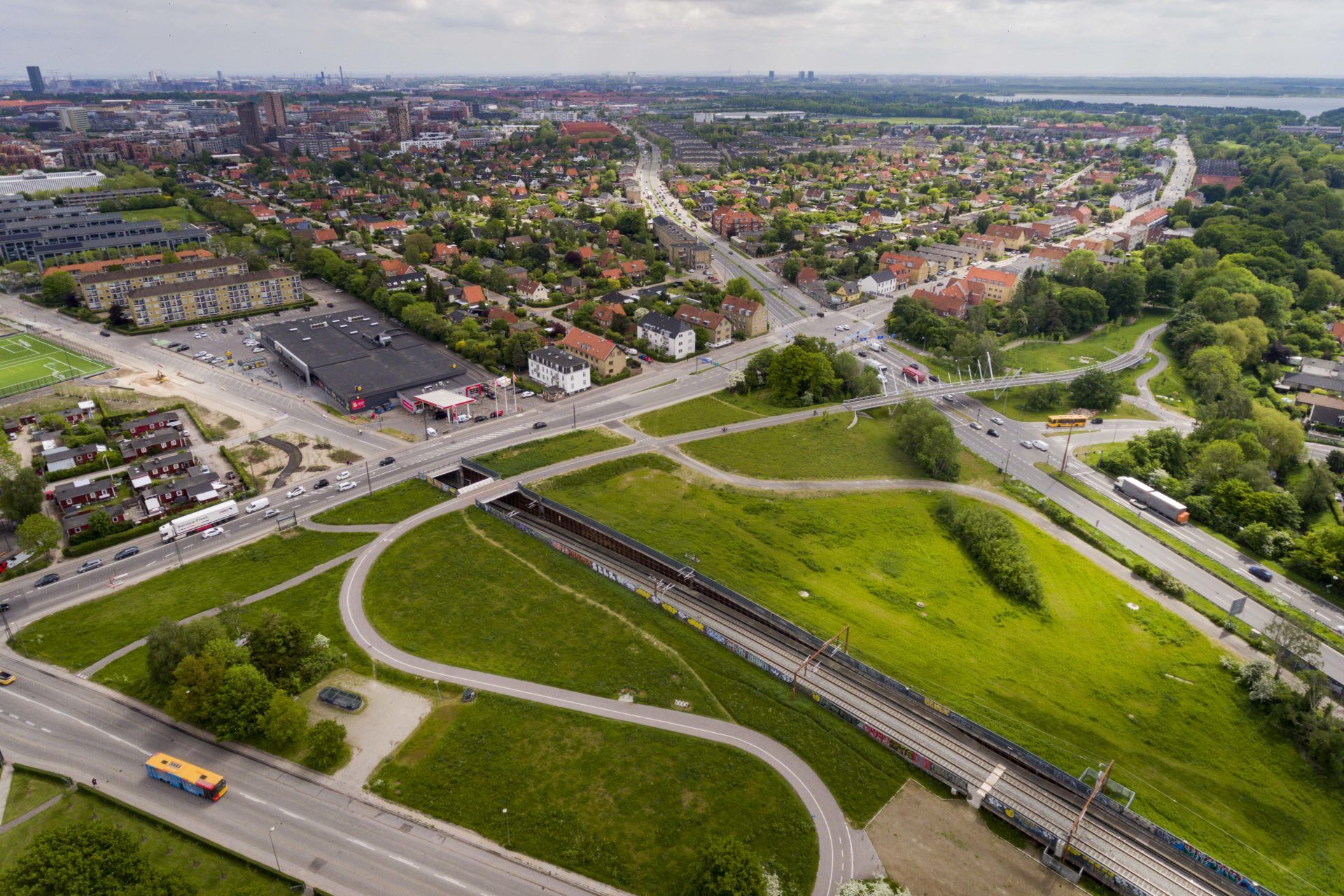 Vigerslevparken, Landlystvej, Folehavebroen og Holb├ªkmotorvejen-Enhanced